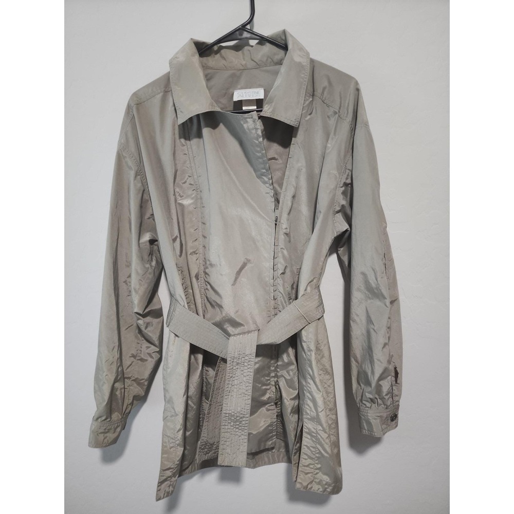 VTG Christine Albers Jacket Size Medium In a Gray/Green W/Double Zipper and Belt